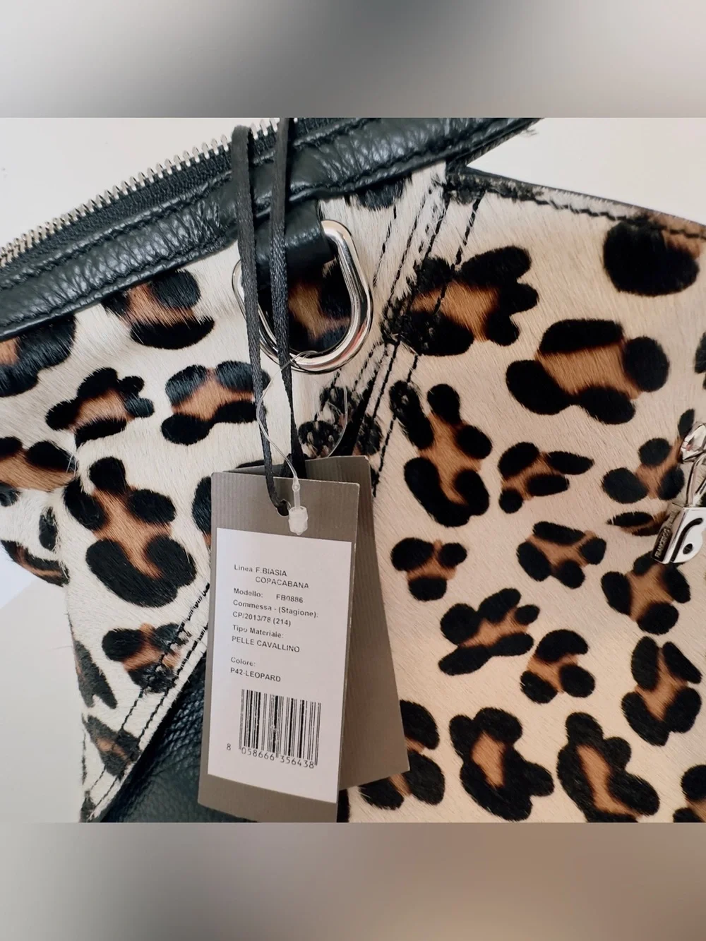 NWT Francesco Biasia Copacabana Leopard Calf Hair Handbag